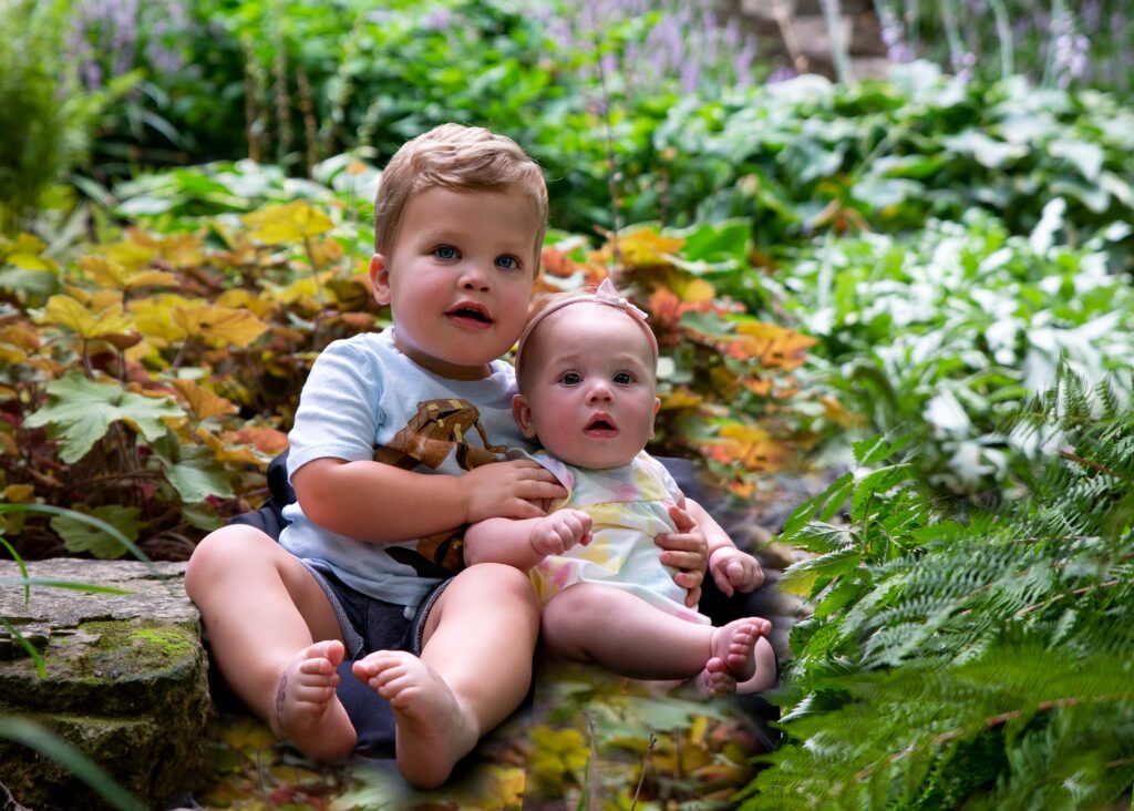 photo of grandkids in the garden