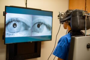 photo of patient undergoing vestibular testing