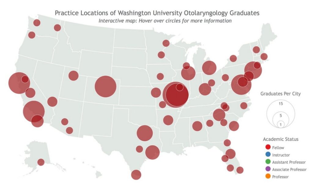 map of WashU ENT alumni