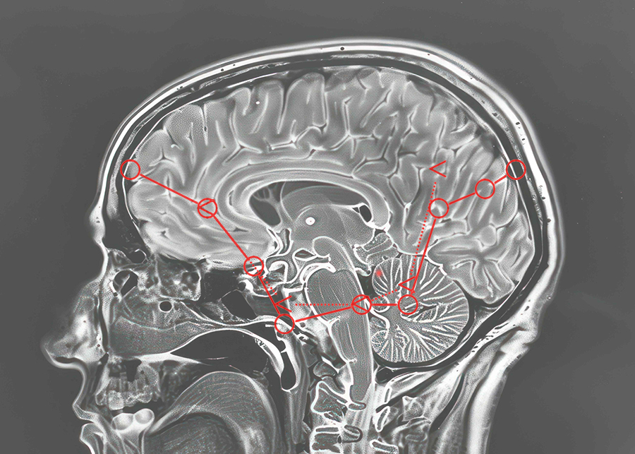 brain MRI with audiogram overlaid