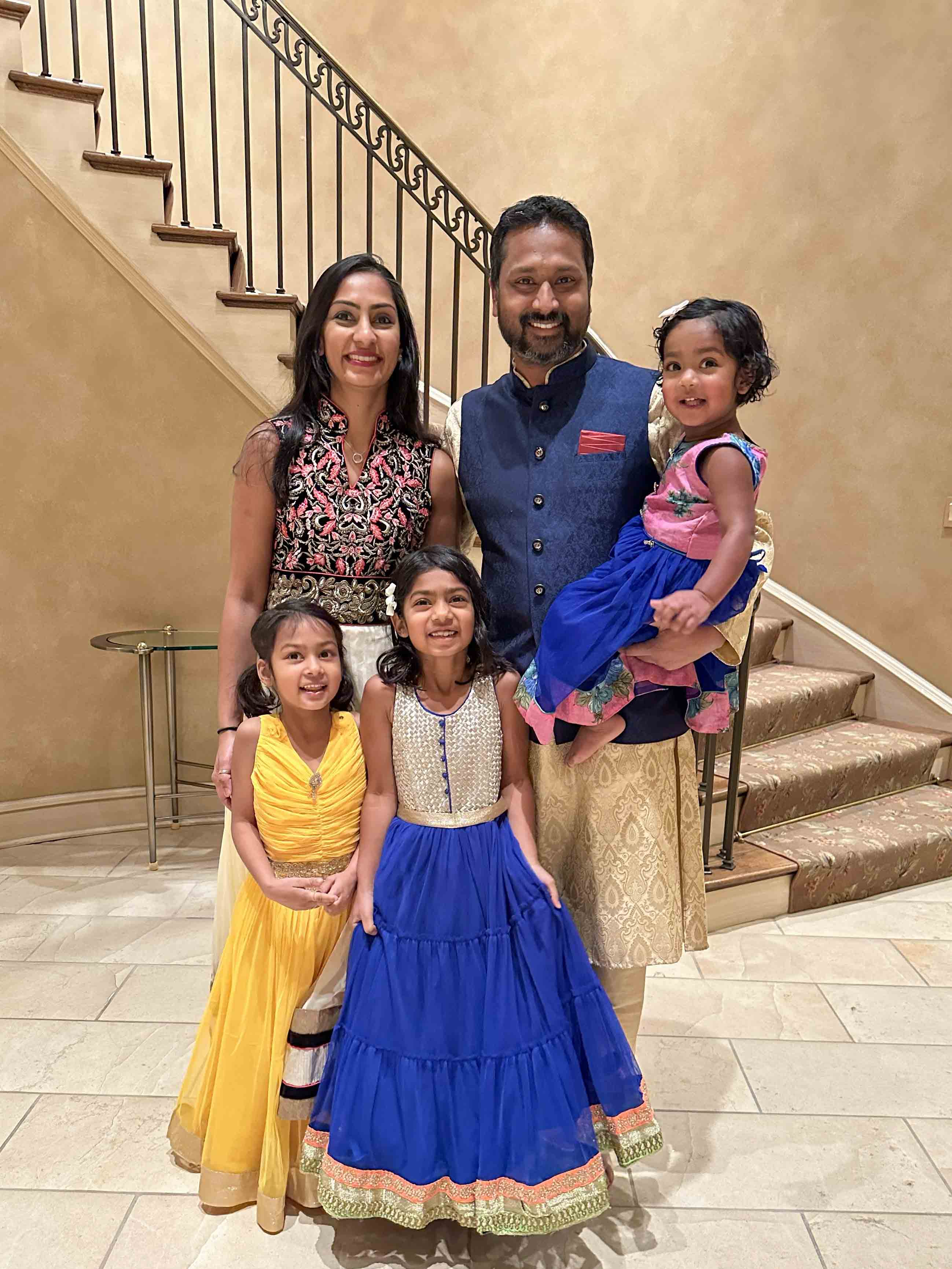 photo of the Puram family at a recent Diwali celebration