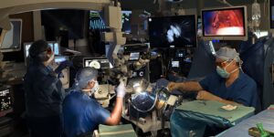 photo of Bharat Panuganti in the OR using confocal endomicroscopy