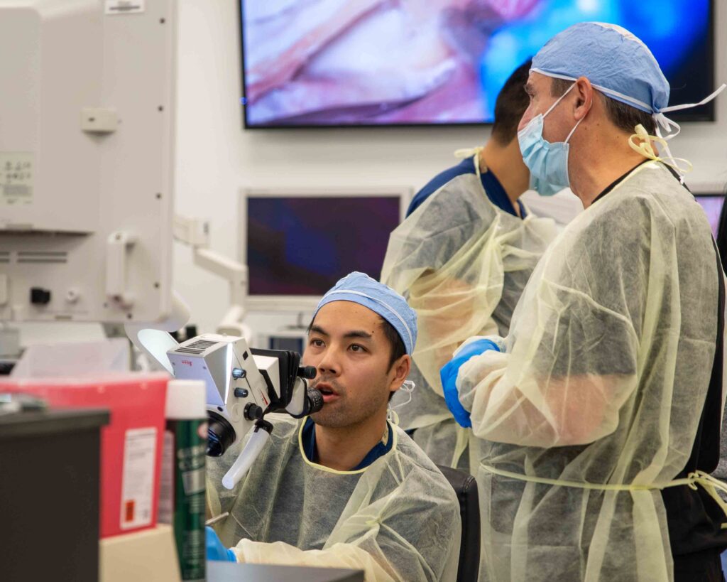 photo of resident in dissection lab