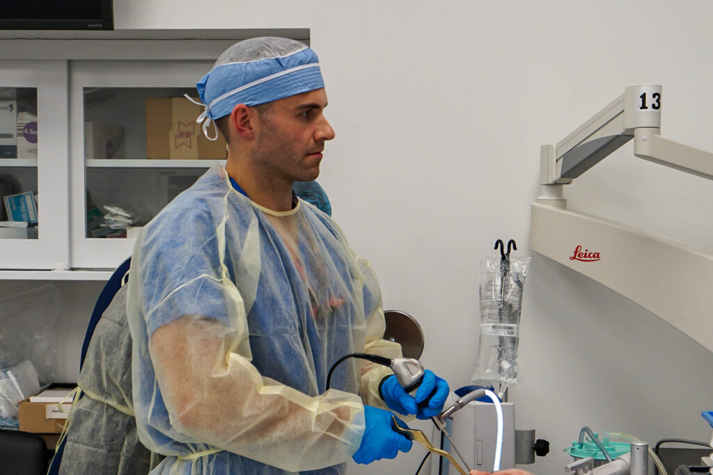 photo of resident in dissection lab