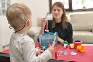 photo of boy with cochlear implant