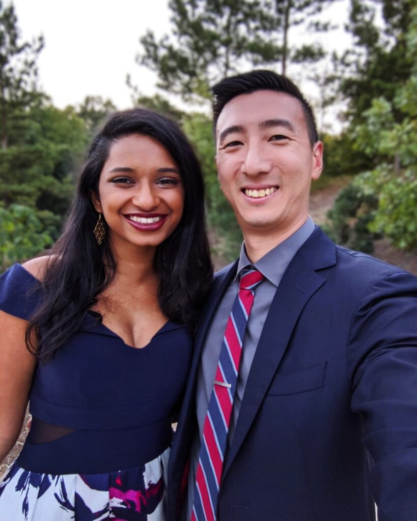 Theresa Tharakan and boyfriend at a recent wedding