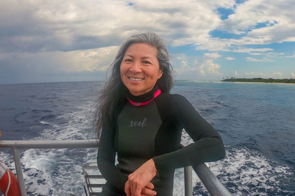 photo of Keiko Hirose on a scuba diving trip