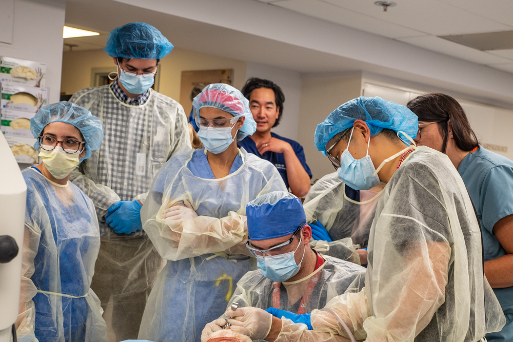 photo of residents in surgical simulation lab